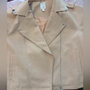 Blush faux leather moto jacket